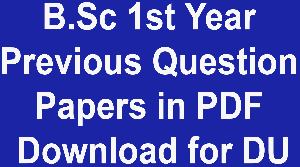 B.Sc 1st Year Previous Question Papers in PDF Download for DU