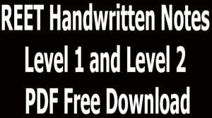 REET Handwritten Notes Level 1 and Level 2 PDF Free Download