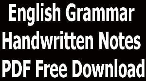 English Grammar Handwritten Notes PDF Free Download