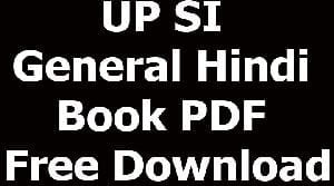 UP SI General Hindi Book PDF Free Download