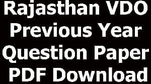 Rajasthan VDO Previous Year Question Paper PDF Download