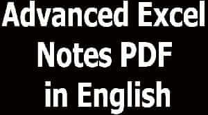 Advanced Excel Notes PDF in English
