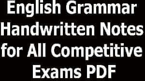 English Grammar Handwritten Notes for All Competitive Exams PDF