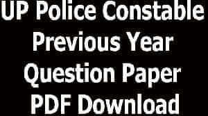 UP Police Constable Previous Year Question Paper PDF Download