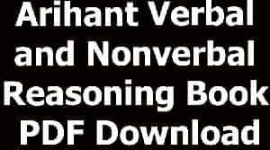 Arihant Verbal and Nonverbal Reasoning Book PDF Download