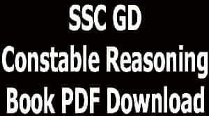 SSC GD Constable Reasoning Book PDF Download 