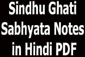 Sindhu Ghati Sabhyata Notes in Hindi PDF