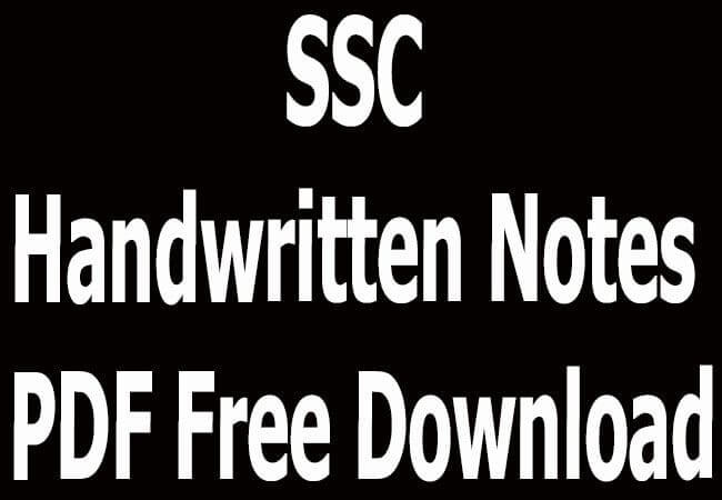 SSC Handwritten Notes PDF Free Download