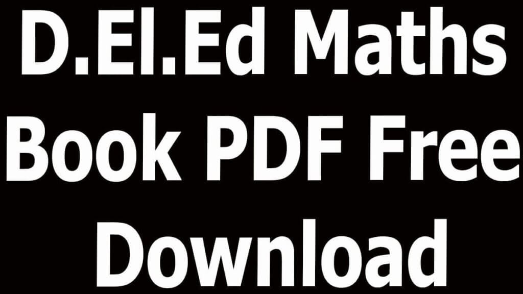D.El.Ed Maths Book PDF Free Download