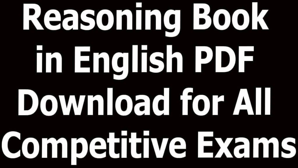 Reasoning Book in English PDF Download for All Competitive Exams