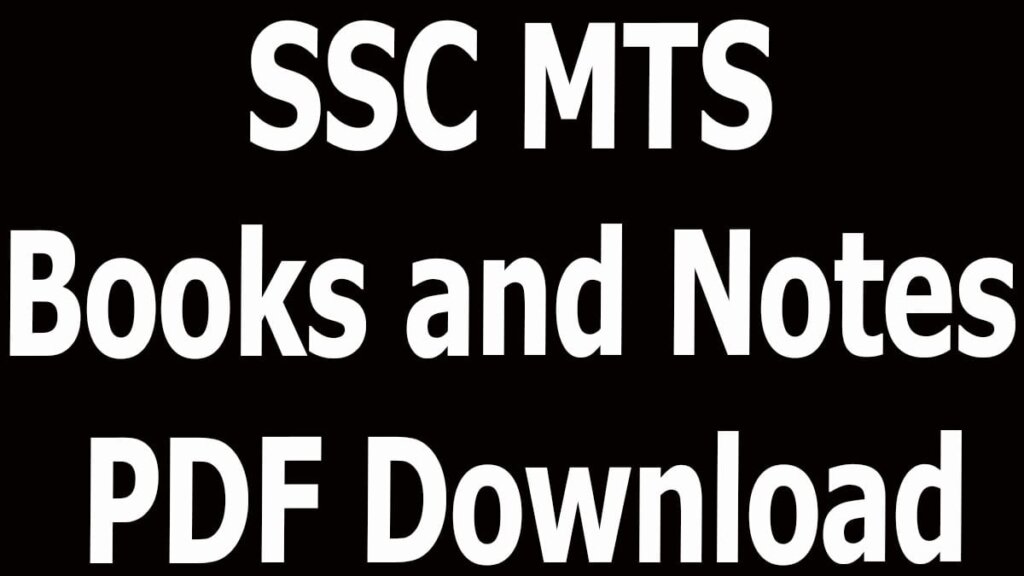 SSC MTS Books and Notes PDF Download