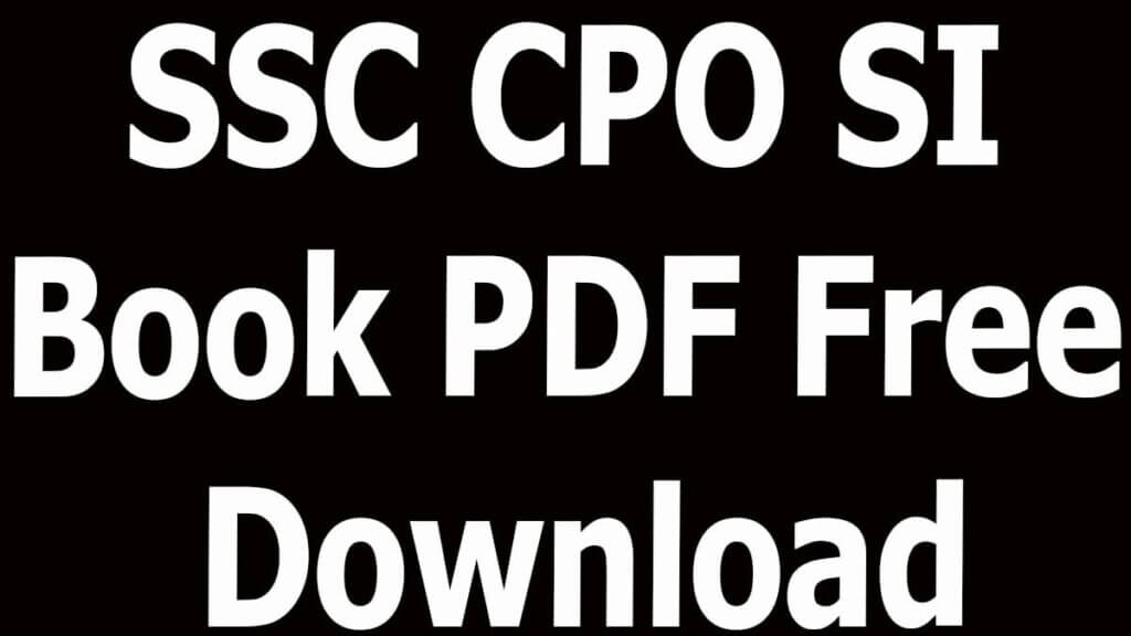 SSC CPO SI Book PDF Free Download