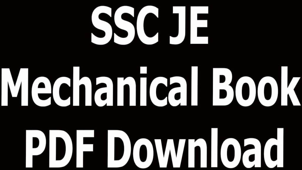 SSC JE Mechanical Book PDF Download