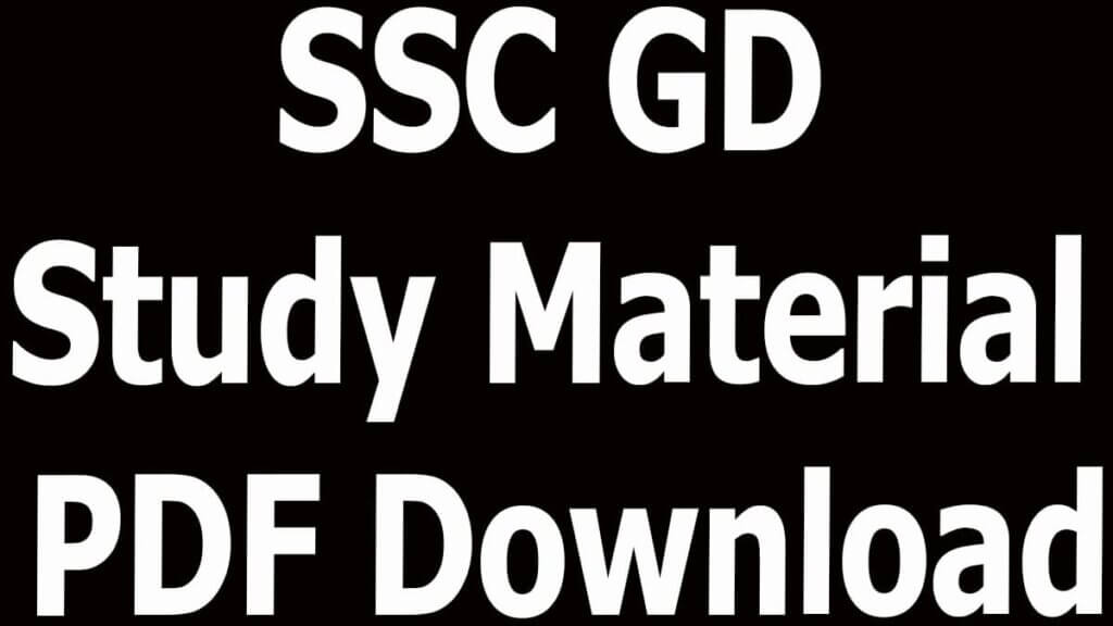 SSC GD Study Material PDF Download