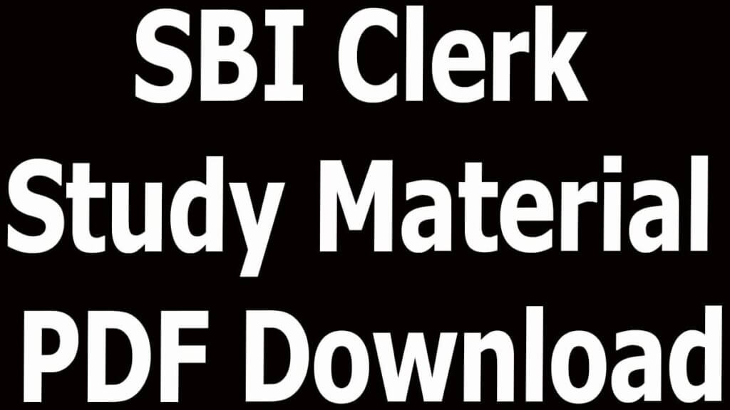 SBI Clerk Study Material PDF Download
