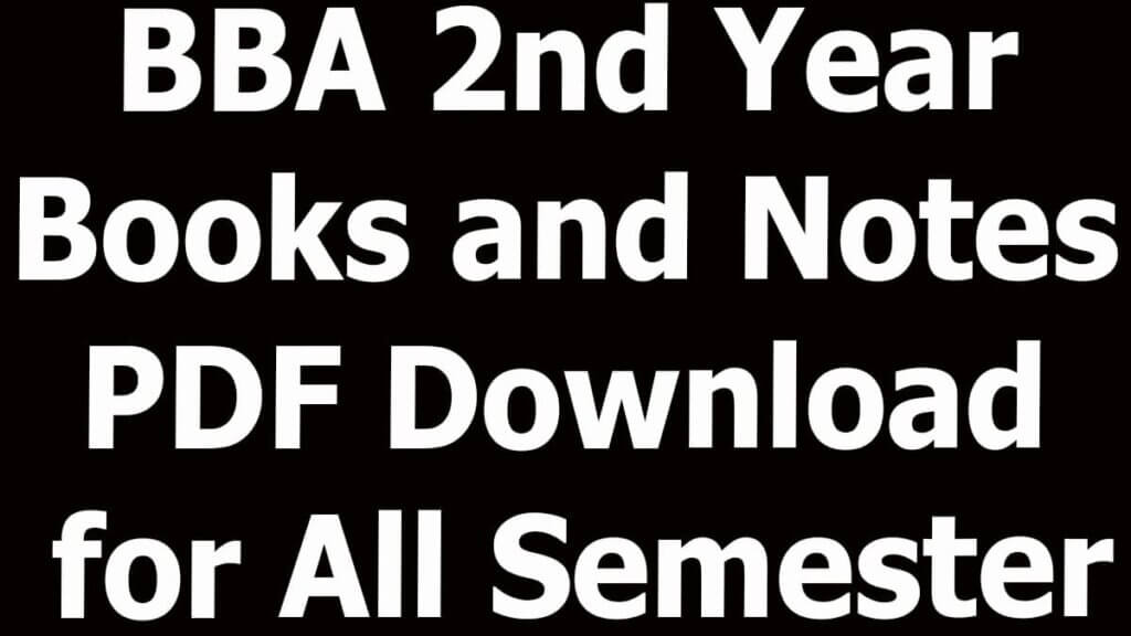 BBA 2nd Year Books and Notes PDF Download for All Semester