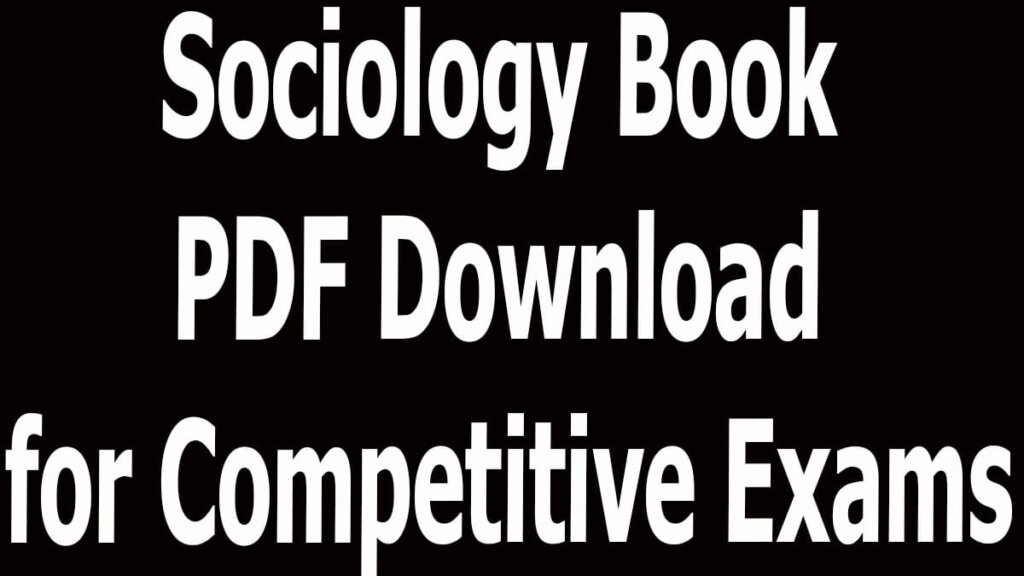 Sociology Book PDF Download for Competitive Exams