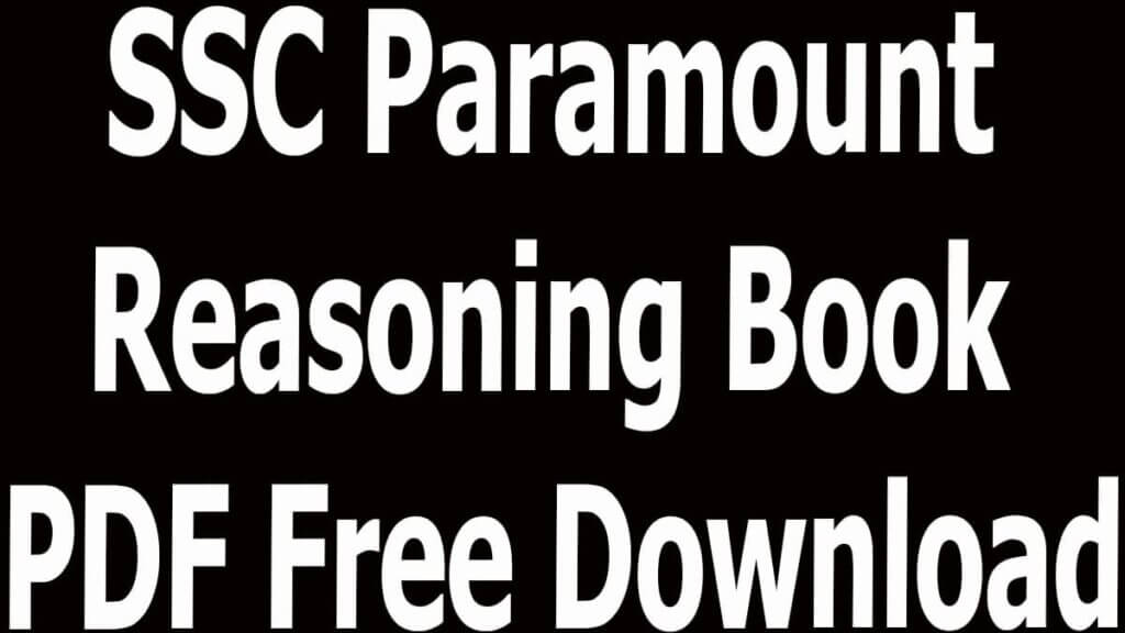 SSC Paramount Reasoning Book PDF Free Download