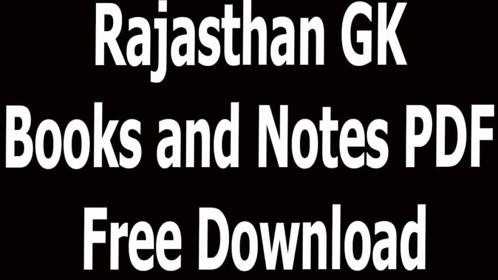 Rajasthan GK Books and Notes PDF Free Download