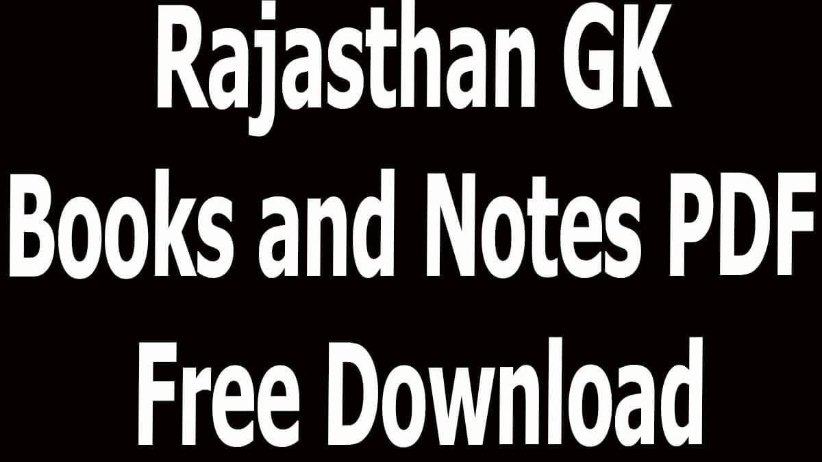 Rajasthan GK Books and Notes PDF Free Download