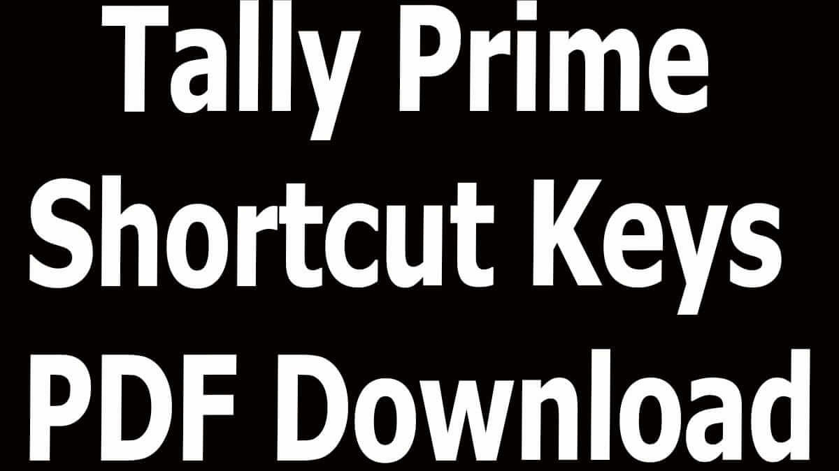 Tally Prime Shortcut Keys PDF Download